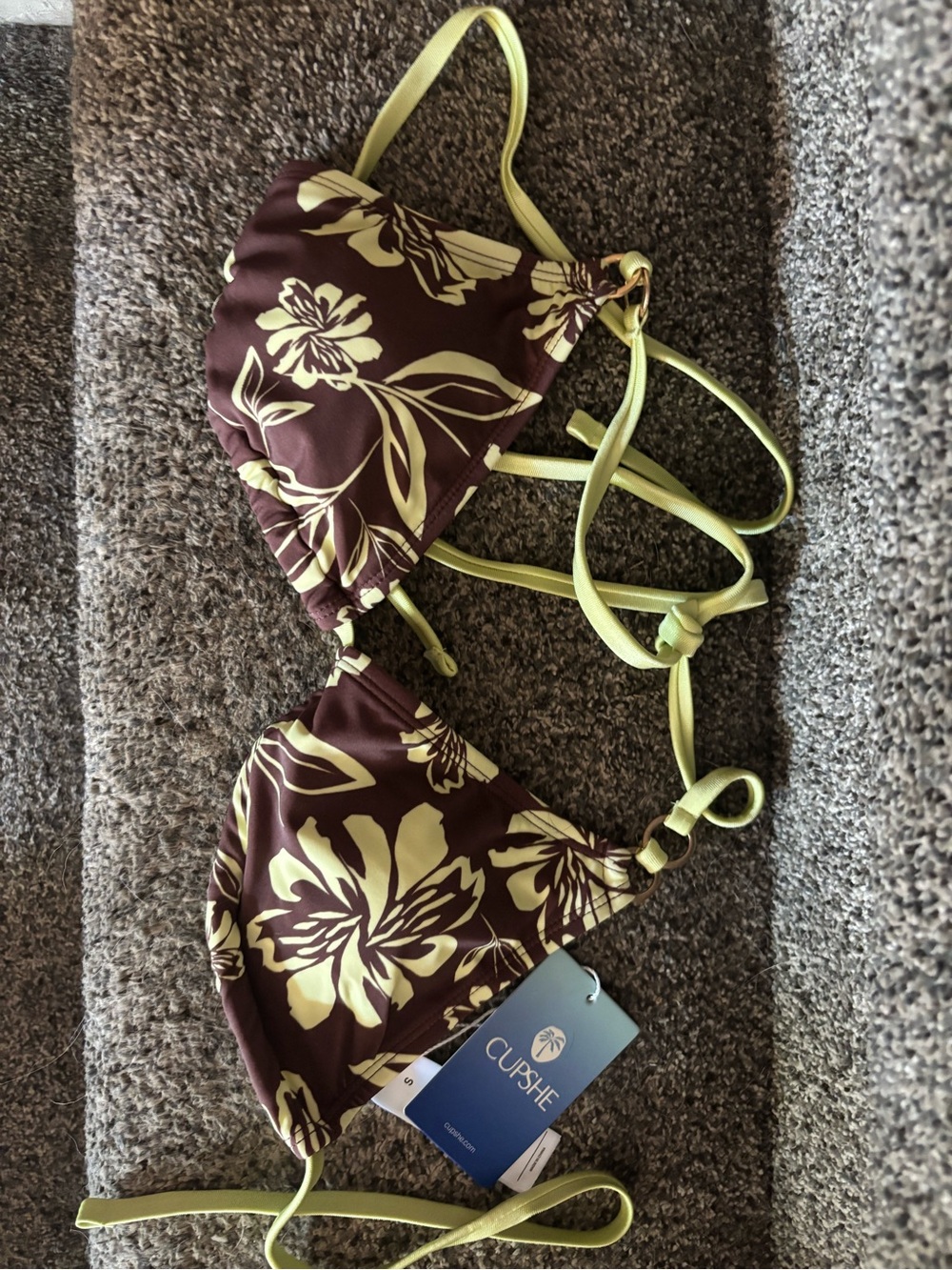 Cupshe Brown and Yellow Floral Tie-Side Bikini - Picture 3 of 5